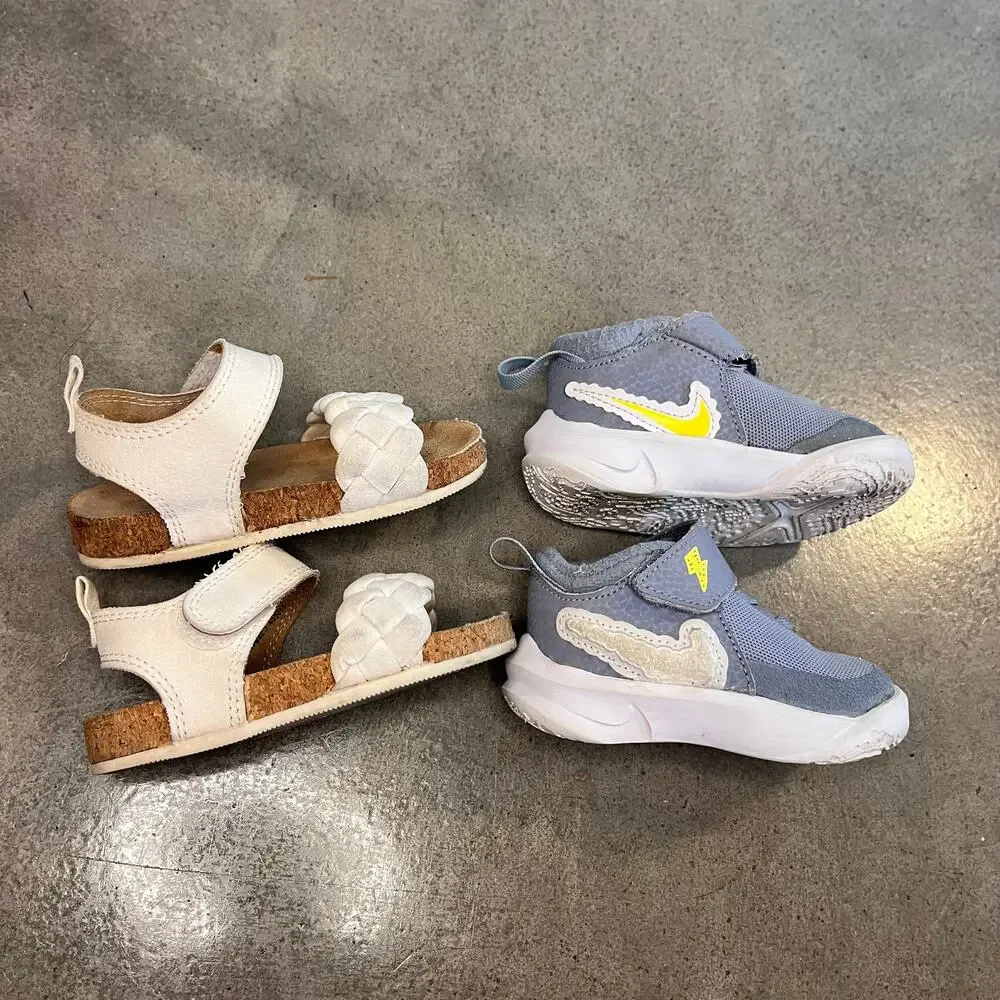 Nike Gray sneaker shoes H&M White sandals bundle toddler girls size 5 baby